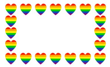 Metin için kopyalama alanı olan lgbt kalpleri beyaz arkaplanda izole edildi