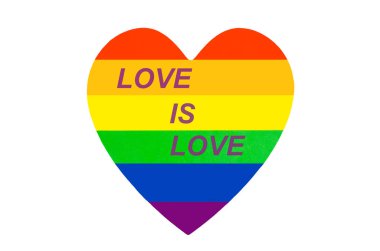 Lgbt 'nin kalbi beyaz arka planda izole edilmiş aşktır.