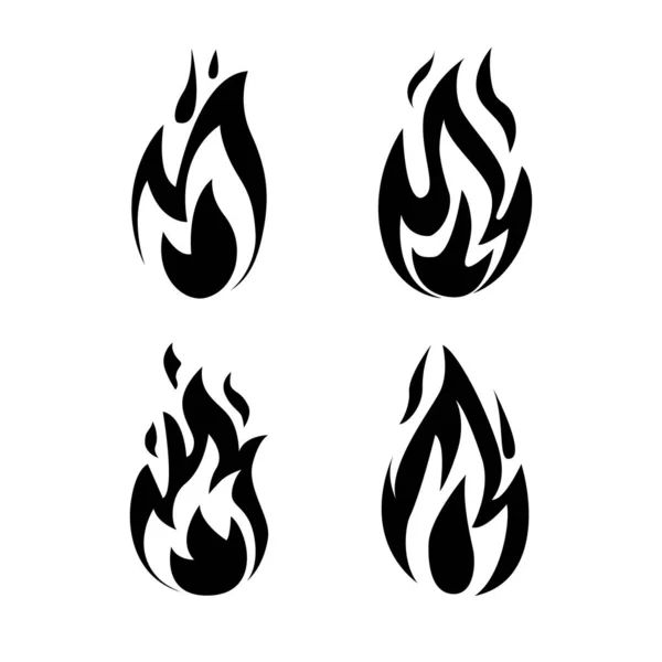 Uppsättning eld lågan ikoner isolerad på vit bakgrund. — Stock vektor