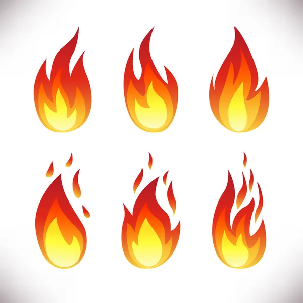 Conjunto de ícones de chama de fogo isolados no fundo branco . — Vetor de Stock
