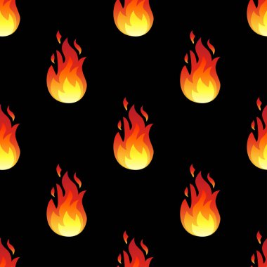 Siyah arka planda izole edilmiş ateş alevleri olan kusursuz bir kalıp..