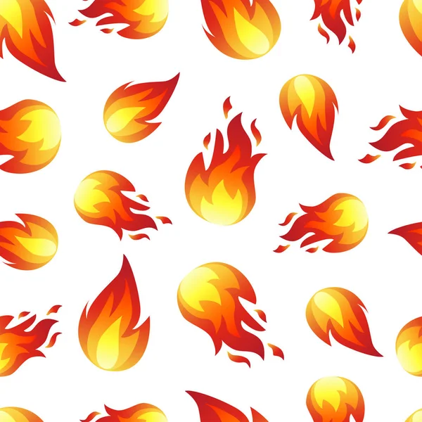 Sömlös mönster med brand flammor isolerade på vit bakgrund. — Stock vektor