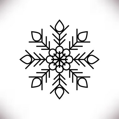 Kar tanesi ikonu. Basit düz siyah siluet beyaz arkaplanda izole edildi.