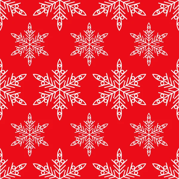 Modèle de Noël avec des flocons de neige blancs isolés sur fond rouge . — Image vectorielle