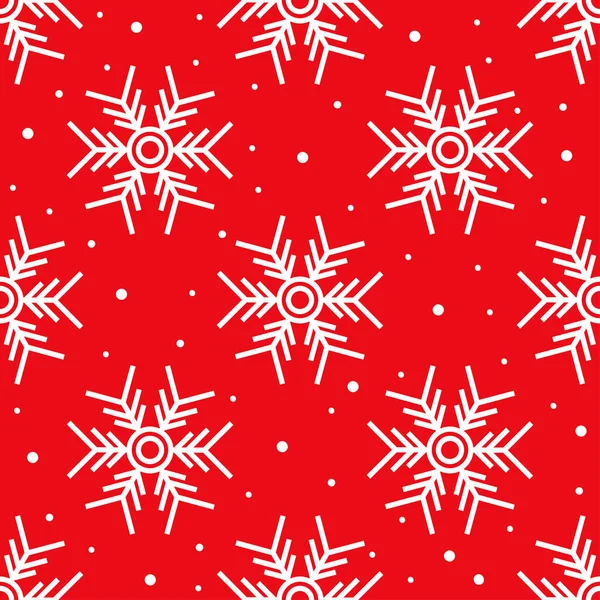Patrón navideño con copos de nieve blancos aislados sobre fondo rojo . — Archivo Imágenes Vectoriales