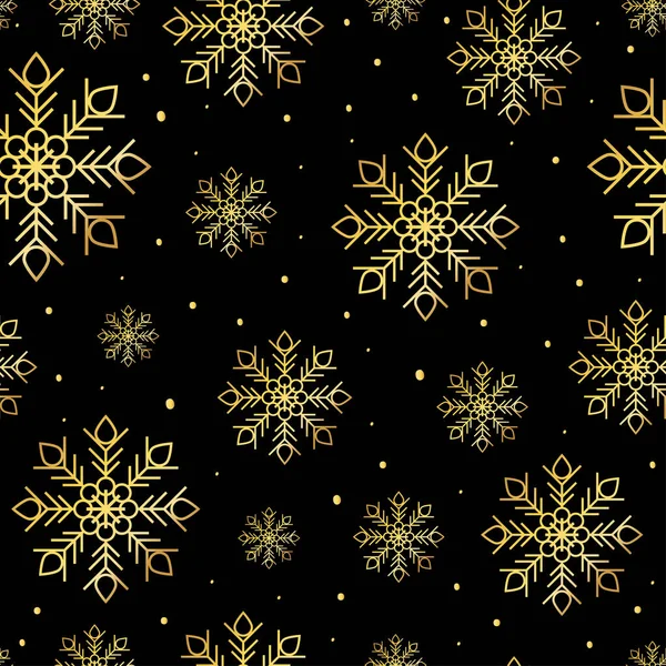 Modèle de Noël avec flocons de neige isolés sur fond noir . — Image vectorielle