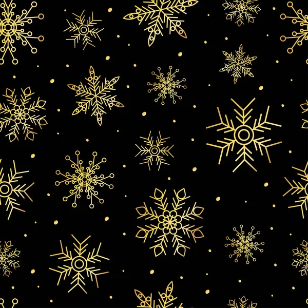Різдвяний візерунок зі сніжинками ізольовано на чорному тлі . — стоковий вектор