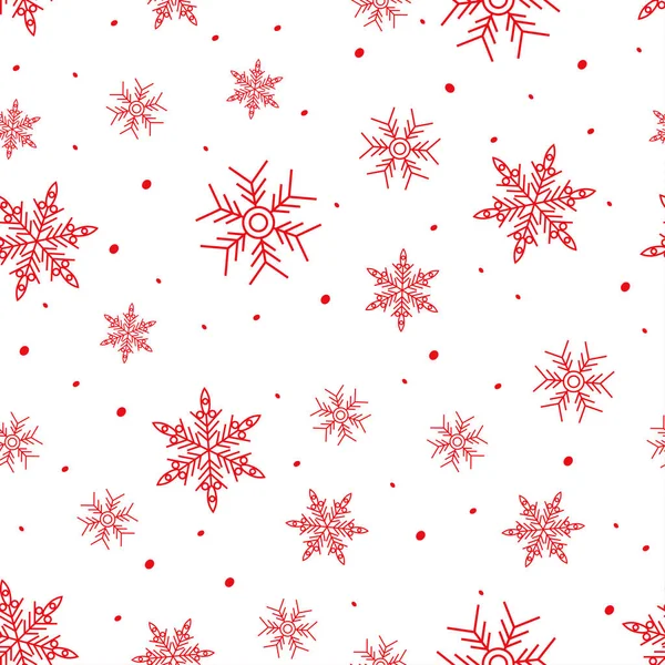 白色背景下孤立的红色雪花的圣诞图案. — 图库矢量图片