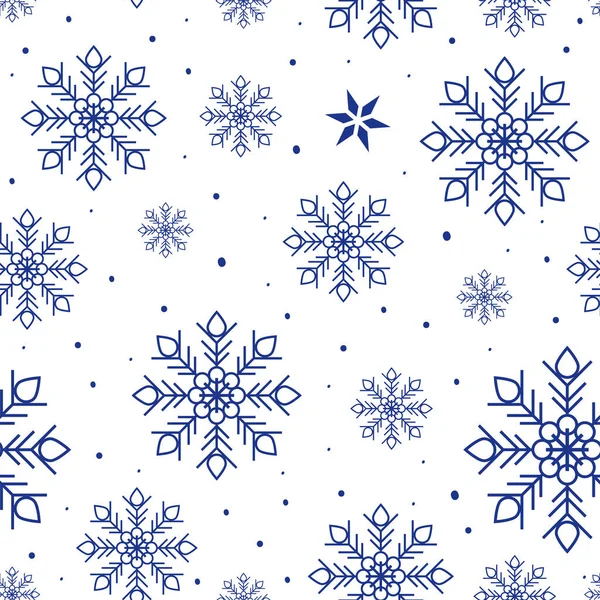 Modèle de Noël avec des flocons de neige bleus isolés sur fond blanc — Image vectorielle