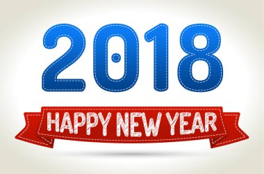 2018 - mutlu yeni yıl-kırmızı kurdele ile gölge ışık adam