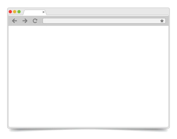 Ventana simple del navegador abierta sobre fondo blanco con sombra. Hno. — Vector de stock