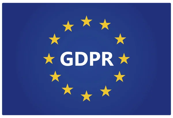 Gdpr - nařízení o ochraně údajů generála. Vlajka EU s hvězdami — Stockový vektor