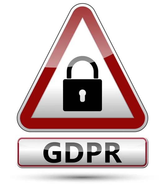 GDPR - Regulamento Geral de Proteção de Dados. Sinal de trânsito com almofada — Vetor de Stock