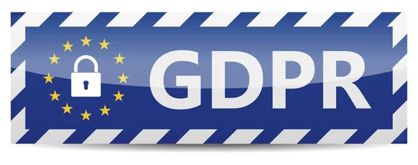 GDPR ระเบียบการคุ้มครองข้อมูลทั่วไป แบนเนอร์ที่มีดาวของสหภาพยุโรป — ภาพเวกเตอร์สต็อก