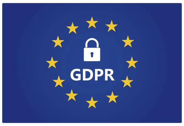 Gdpr - Allgemeine Datenschutzverordnung. EU-Flagge mit Sternen und — Stockvektor
