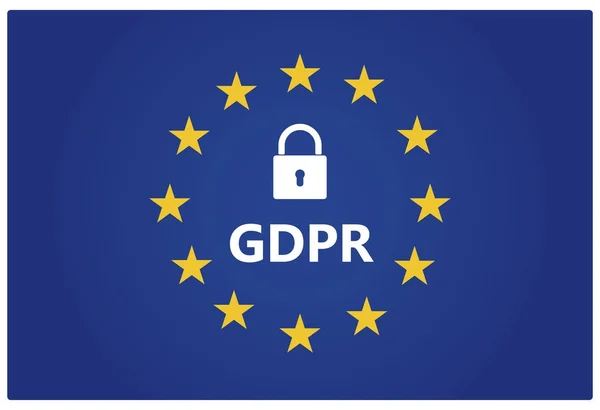 GDPR ระเบียบการคุ้มครองข้อมูลทั่วไป ธงสหภาพยุโรปที่มีดาว — ภาพเวกเตอร์สต็อก