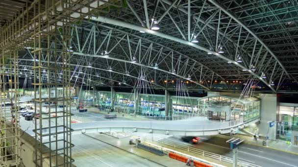 Portland International Airport Kijkt Nachts Naar Beneden Vanuit Parkeergarage Tijdsverloop — Stockvideo