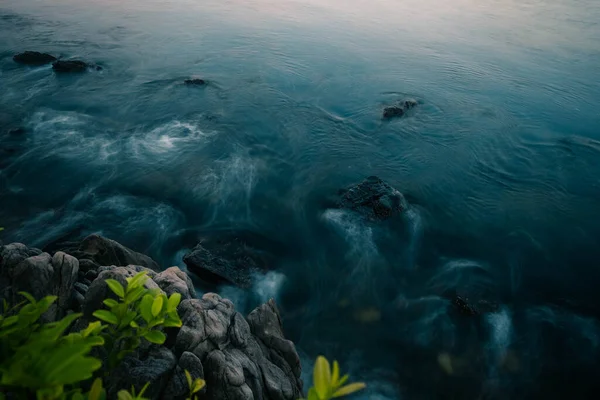 Üst Deniz Manzaralı Uzun Dalga Dalgaları Koh Yao Yai Sahili — Stok fotoğraf
