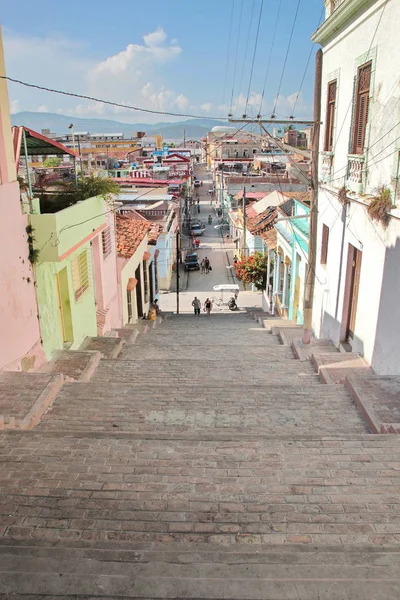 La famosa scalinata di via Padre Pico, a Santiago de Cuba, Cuba — Foto Stock