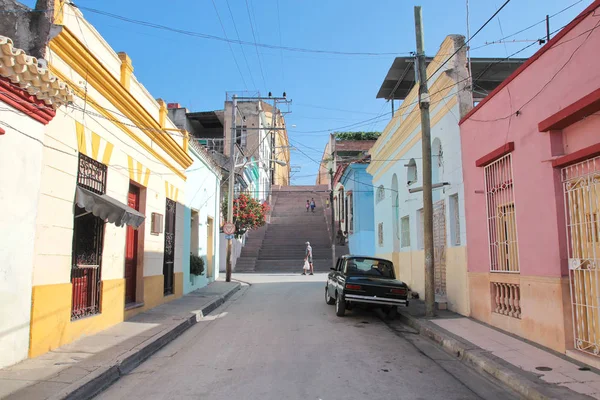 De beroemde trap van Padre Pico straat, in Santiago de Cuba, Cuba — Stockfoto