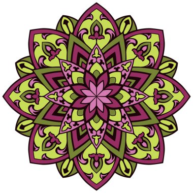 Lilas ve sarı mandala.