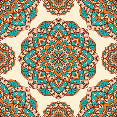 Oryantal turuncu ve turkuaz süsleme.