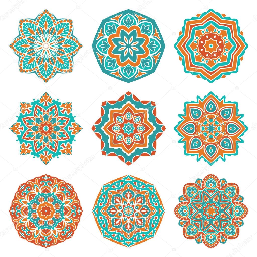 Set of colorful mandalas.