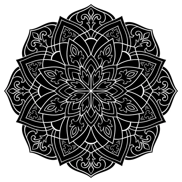 Mandala ornamental negro . — Archivo Imágenes Vectoriales