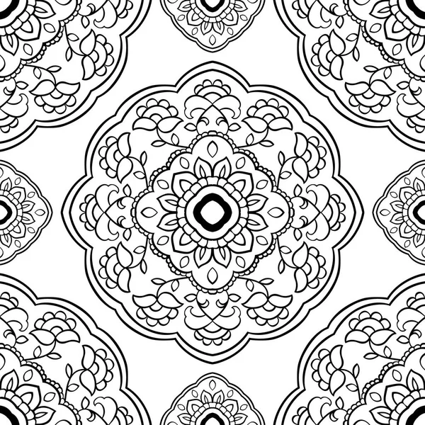 Simple ornament with floral mandalas. — Stock Vector