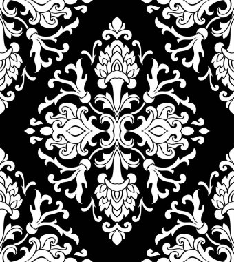 Siyah ve beyaz çiçek süsleme. 