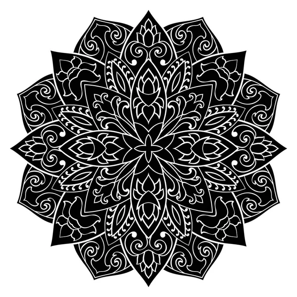 Mandala ornamental negro . — Archivo Imágenes Vectoriales
