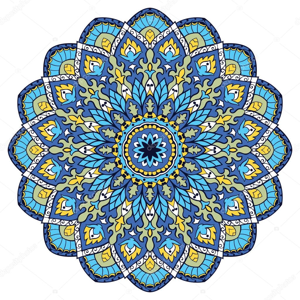 Blue oriental mandala.