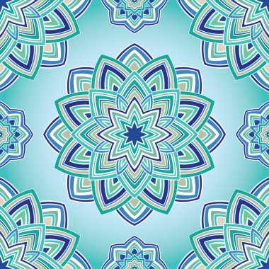 Mandala kesintisiz mavi desen.