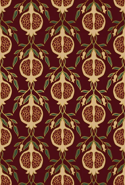 Floral pattern with pomegranates. — Stock Vector