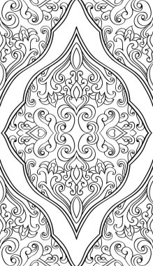 Oriental siyah beyaz süsleme. 