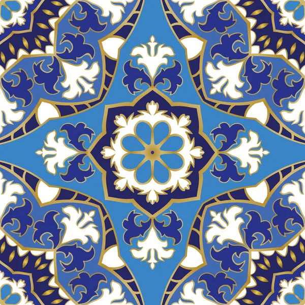 Patrón azul de mandalas . — Vector de stock