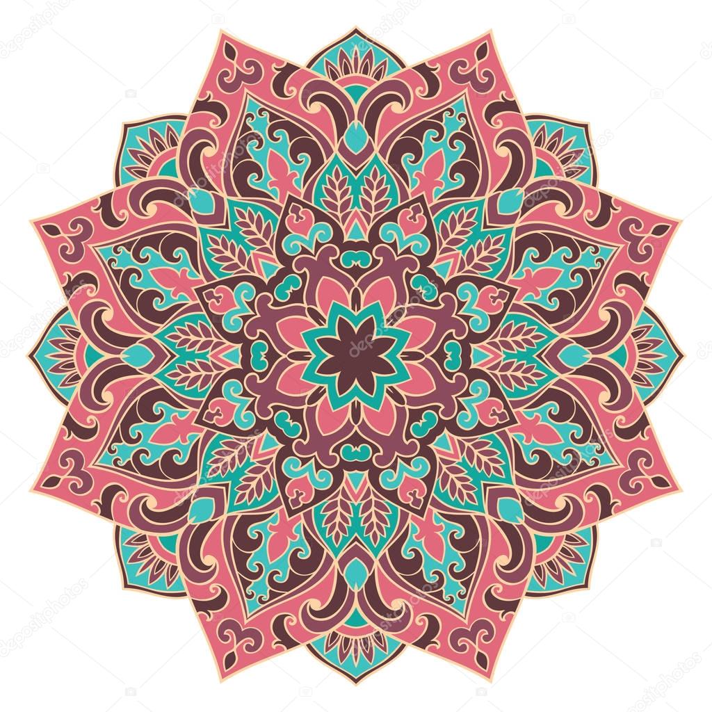 Pink and blue mandala.