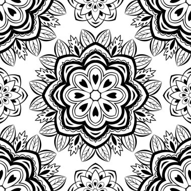 Çiçekli siyah beyaz desen.