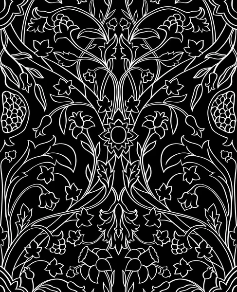 Floral  black and white pattern. — Stock Vector