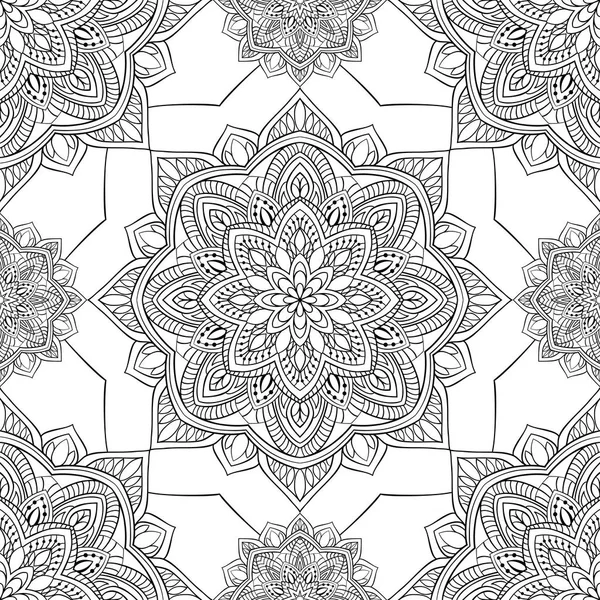 Oriental zwart-wit ornament. — Stockvector