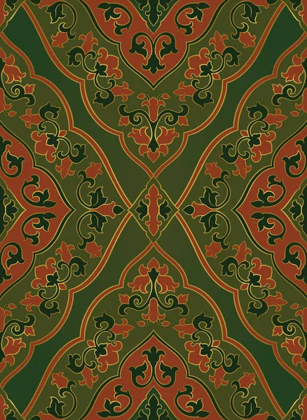 Ornement oriental vert et marron . — Image vectorielle