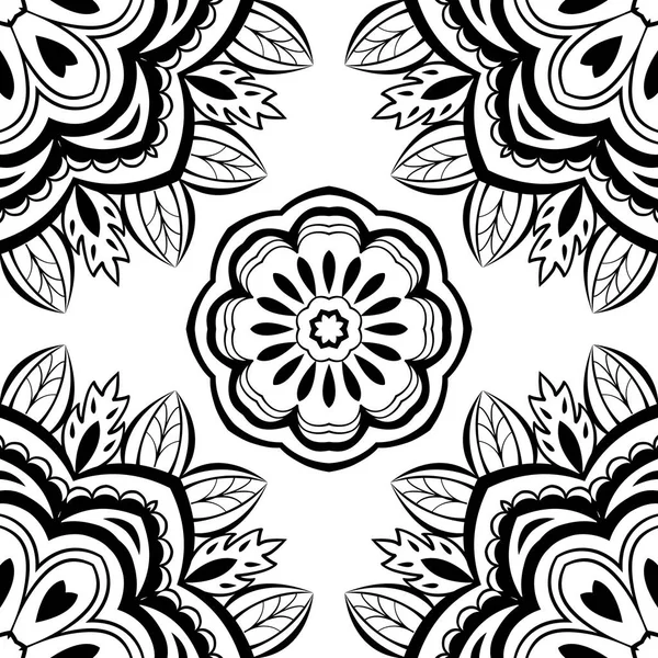 Floral black and white pattern. — Stock Vector