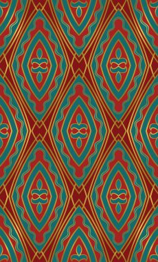 Oryantal kırmızı ve turkuaz süsleme. 