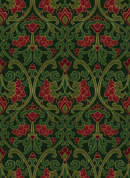 Patrón floral rojo y verde . — Archivo Imágenes Vectoriales