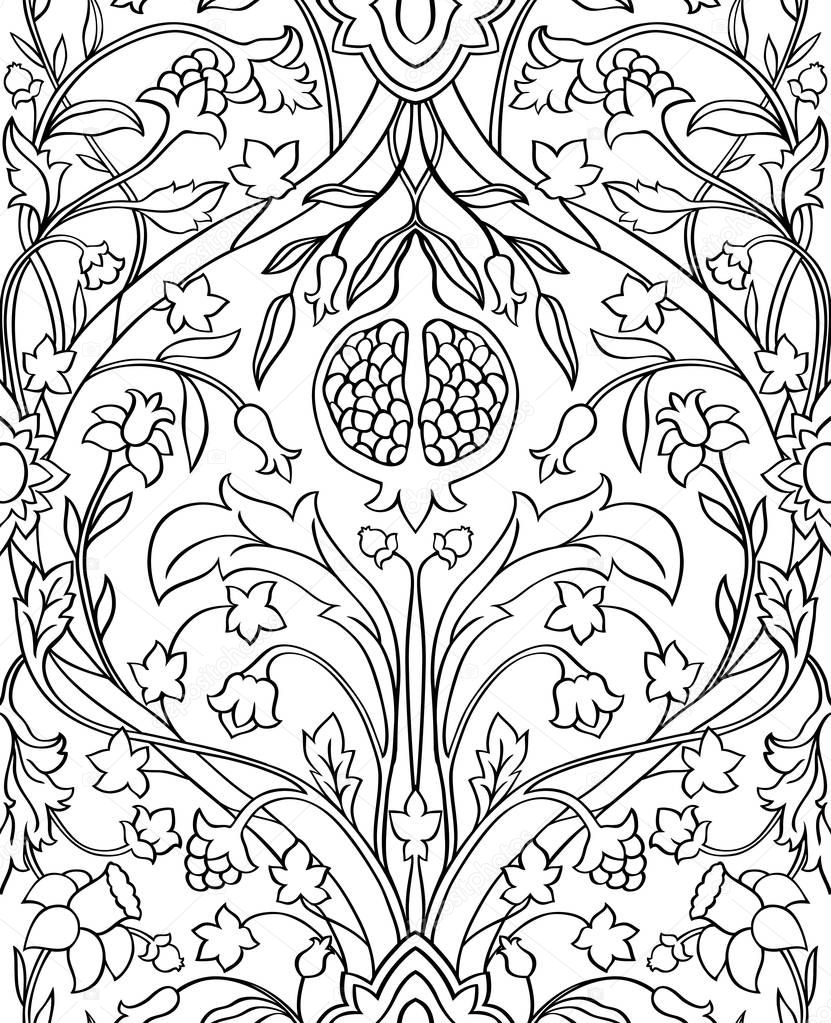 Black And White Floral Pattern Seamless Filigree Ornament Stylized Template For Wallpaper Textile Shawl Carpet And Any Surface Premium Vector In Adobe Illustrator Ai Ai Format Encapsulated Postscript Eps Eps Format