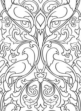 Kuşlar için duvar kağıdı ile desen.