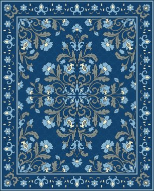 Halı için mavi şablon. 