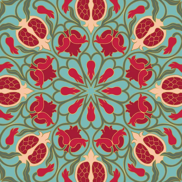 Floral pattern with pomegranates. — Stock Vector