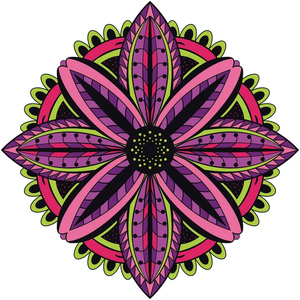 Kleurrijke bloemen mandala. — Stockvector