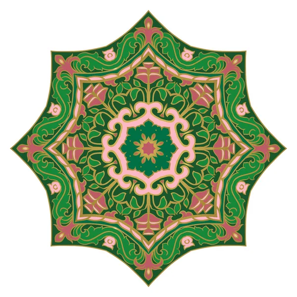Зелёная индийская мандала . — стоковый вектор